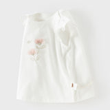 Dave&Bella Summer Toddler Girls White/Light Blue Flutter Sleeve Cotton Comfortable T-Shirt