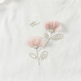 Dave&Bella Summer Toddler Girls White/Light Blue Flutter Sleeve Cotton Comfortable T-Shirt