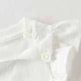 Dave&Bella Summer Toddler Girls White/Light Blue Flutter Sleeve Cotton Comfortable T-Shirt