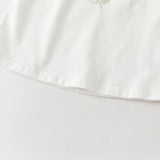 Dave&Bella Summer Toddler Girls White/Light Blue Flutter Sleeve Cotton Comfortable T-Shirt