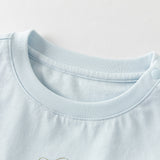 Dave&Bella Summer Toddler Girls White/Light Blue Flutter Sleeve Cotton Comfortable T-Shirt