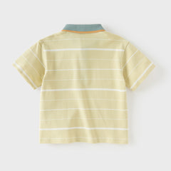 Dave&Bella Toddler Boys Summer White/Green College-style Formal Lightweight Polos