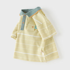 Dave&Bella Toddler Boys Summer White/Green College-style Formal Lightweight Polos