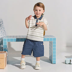 Dave&Bella Toddler Boys Summer White/Green College-style Formal Lightweight Polos