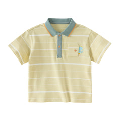 Dave&Bella Toddler Boys Summer White/Green College-style Formal Lightweight Polos