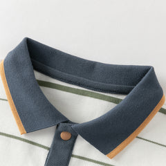 Dave&Bella Toddler Boys Summer White/Green College-style Formal Lightweight Polos