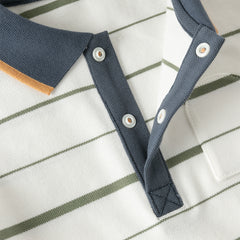 Dave&Bella Toddler Boys Summer White/Green College-style Formal Lightweight Polos