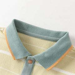 Dave&Bella Toddler Boys Summer White/Green College-style Formal Lightweight Polos