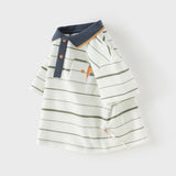 Dave&Bella Toddler Boys Summer White/Green College-style Formal Lightweight Polos-1
