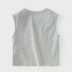 Dave&Bella Summer Toddler Boys Light Grey Sleeveless Car Print Breathable Tank Tops