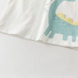 Dave&Bella Summer Toddler Boys White Dinosaur Print Casual Soft Tank Top Shorts Sets