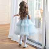 Dave&Bella Toddler Girls Summer Stylish Blue Sleeveless Breathable Mesh Princess Dress