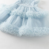 Dave&Bella Toddler Girls Summer Stylish Blue Sleeveless Breathable Mesh Princess Dress
