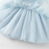 Dave&Bella Toddler Girls Summer Stylish Blue Sleeveless Breathable Mesh Princess Dress