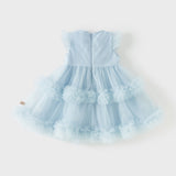 Dave&Bella Toddler Girls Summer Stylish Blue Sleeveless Breathable Mesh Princess Dress