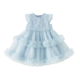 Dave&Bella Toddler Girls Summer Stylish Blue Sleeveless Breathable Mesh Princess Dress