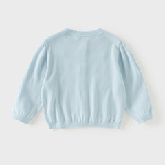 Dave&Bella Toddler Girls Summer White/Light Blue Lightweight Soft Sweater Cardigans