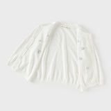 Dave&Bella Toddler Girls Summer White/Light Blue Lightweight Soft Sweater Cardigans