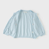 Dave&Bella Toddler Girls Summer White/Light Blue Lightweight Soft Sweater Cardigans