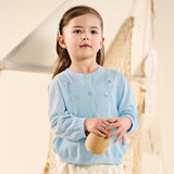 Dave&Bella Toddler Girls Summer White/Light Blue Lightweight Soft Sweater Cardigans