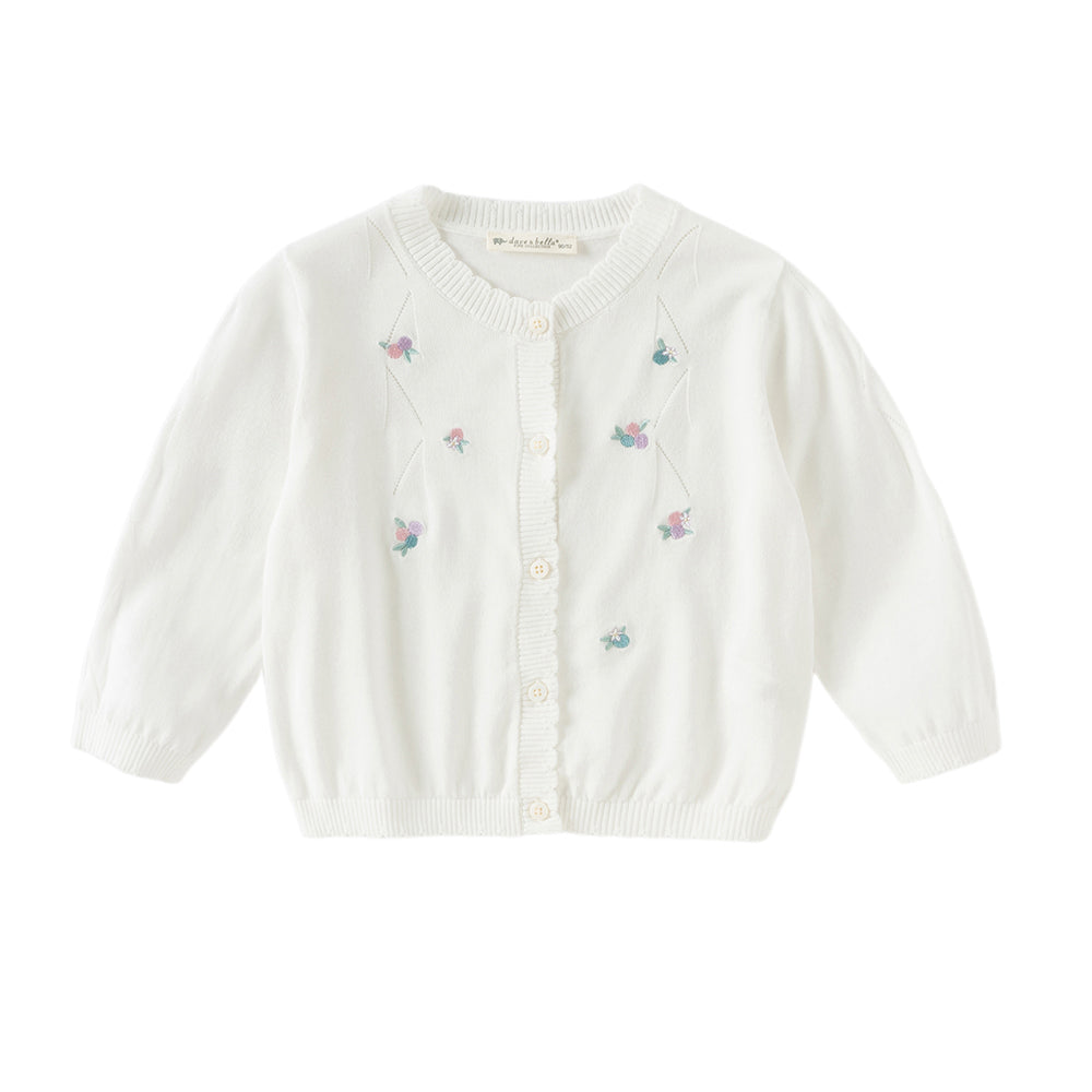 Dave&Bella Toddler Girls Summer White/Light Blue Lightweight Soft Sweater Cardigans