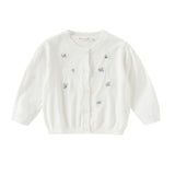 Dave&Bella Toddler Girls Summer White/Light Blue Lightweight Soft Sweater Cardigans