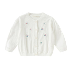 Dave&Bella Toddler Girls Summer White/Light Blue Lightweight Soft Sweater Cardigans