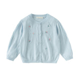 Dave&Bella Toddler Girls Summer White/Light Blue Lightweight Soft Sweater Cardigans