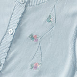 Dave&Bella Toddler Girls Summer White/Light Blue Lightweight Soft Sweater Cardigans