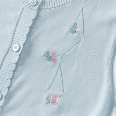 Dave&Bella Toddler Girls Summer White/Light Blue Lightweight Soft Sweater Cardigans