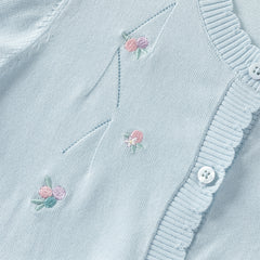 Dave&Bella Toddler Girls Summer White/Light Blue Lightweight Soft Sweater Cardigans