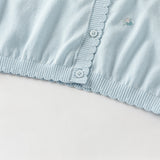Dave&Bella Toddler Girls Summer White/Light Blue Lightweight Soft Sweater Cardigans