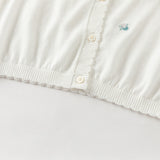 Dave&Bella Toddler Girls Summer White/Light Blue Lightweight Soft Sweater Cardigans