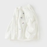 Dave&Bella Toddler Girls Summer White/Light Blue Lightweight Soft Sweater Cardigans