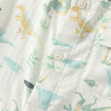 Dave&Bella Toddler Boys Summer Playful Dinosaur/White Print College-style Shirts