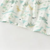 Dave&Bella Toddler Boys Summer Playful Dinosaur/White Print College-style Shirts