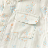 Dave&Bella Toddler Boys Summer Playful Dinosaur/White Print College-style Shirts