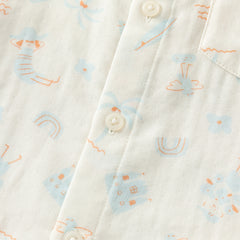 Dave&Bella Toddler Boys Summer Playful Dinosaur/White Print College-style Shirts