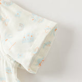 Dave&Bella Toddler Boys Summer Playful Dinosaur/White Print College-style Shirts