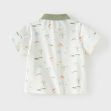 Dave&Bella Toddler Boys Summer Cute Animal Print White Short Sleeve College-style Polos