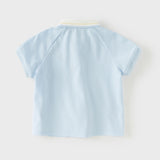 Dave&Bella Toddler Boys Summer Red/Blue College-style Short Sleeve School Polos
