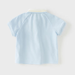 Dave&Bella Toddler Boys Summer Red/Blue College-style Short Sleeve School Polos