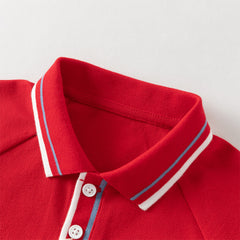 Dave&Bella Toddler Boys Summer Red/Blue College-style Short Sleeve School Polos