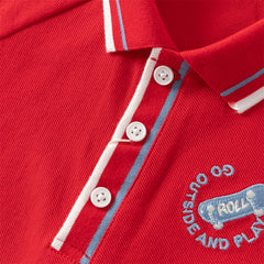 Dave&Bella Toddler Boys Summer Red/Blue College-style Short Sleeve School Polos