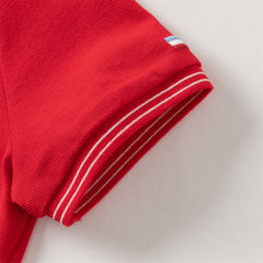 Dave&Bella Toddler Boys Summer Red/Blue College-style Short Sleeve School Polos
