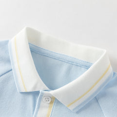 Dave&Bella Toddler Boys Summer Red/Blue College-style Short Sleeve School Polos