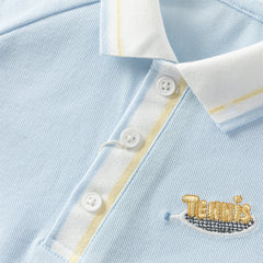 Dave&Bella Toddler Boys Summer Red/Blue College-style Short Sleeve School Polos