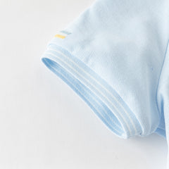 Dave&Bella Toddler Boys Summer Red/Blue College-style Short Sleeve School Polos