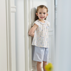 Dave&Bella Summer Toddler Girls Floral Print Short Sleeve Daily Top Shots Sets