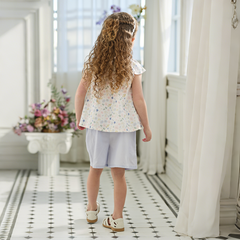 Dave&Bella Summer Toddler Girls Floral Print Short Sleeve Daily Top Shots Sets